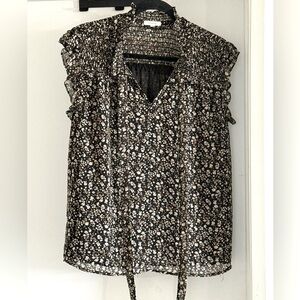 Black Floral Sleeveless Blouse